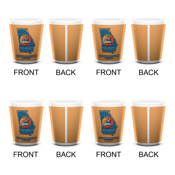 Georgia Airstream Club Ceramic Shot Glass - White - Set of 4 - Front & Back