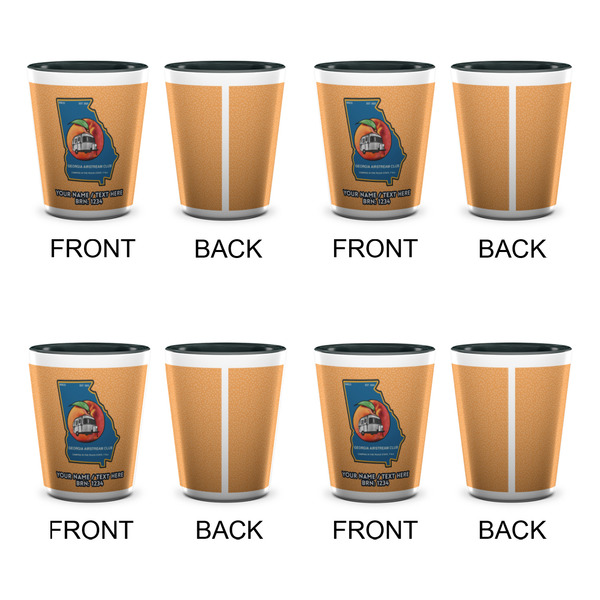 Georgia Airstream Club Ceramic Shot Glasses - Two Tone - Set of 4 - Front & Back