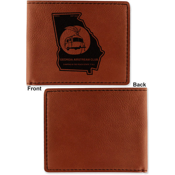 Georgia Airstream Club Cognac Leatherette Bifold Wallets - Front and Back Single Sided - Apvl