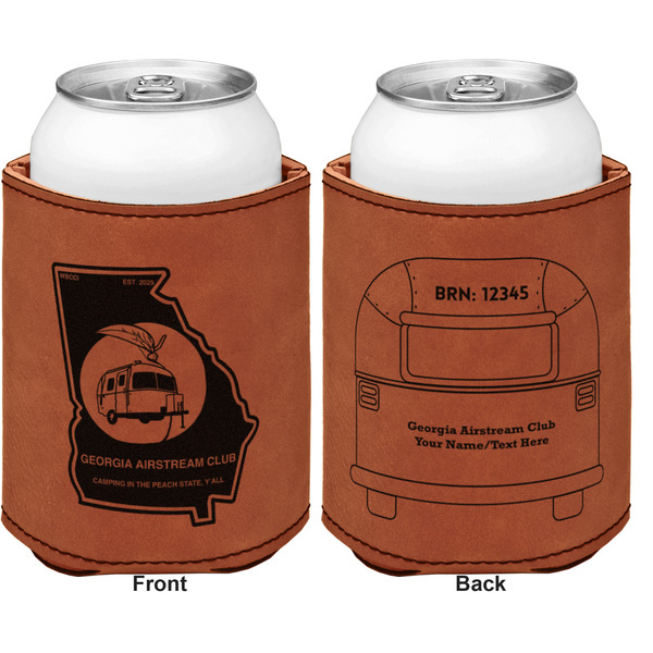 Georgia Airstream Club Cognac Leatherette Can Sleeve - Double Sided Front and Back