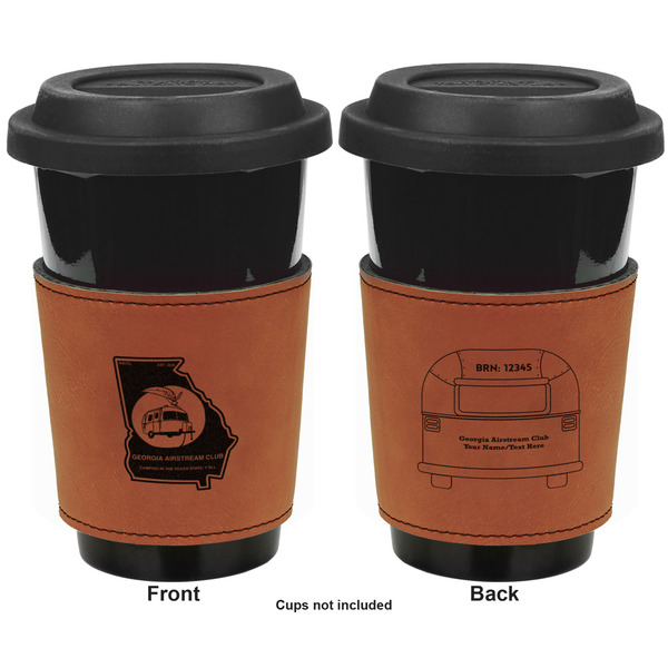 Georgia Airstream Club Cognac Leatherette Mug Sleeve - Double Sided Approval
