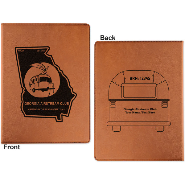 Georgia Airstream Club Cognac Leatherette Portfolios with Notepad - Large - Double Sided - Apvl