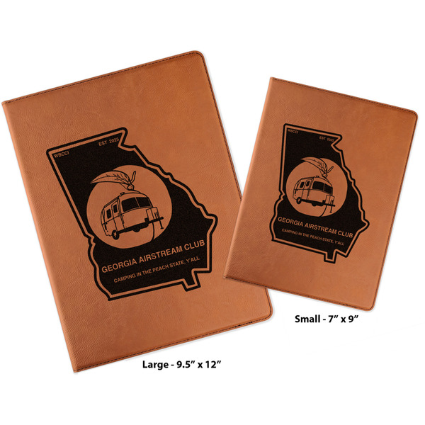Georgia Airstream Club Cognac Leatherette Portfolios with Notepads - Compare Sizes