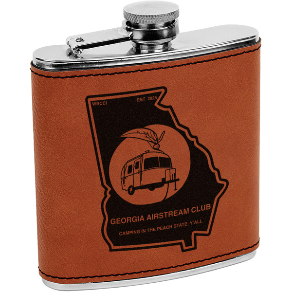 Custom Georgia Airstream Club Leatherette Wrapped Stainless Steel Flask