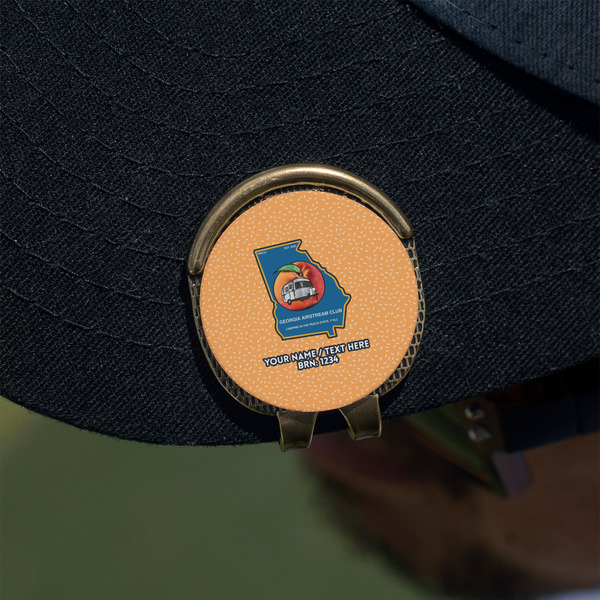 Georgia Airstream Club Golf Ball Marker Hat Clip - Gold - On Hat
