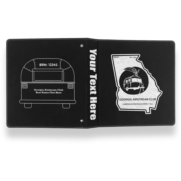 Georgia Airstream Club Leather Binder - 1" - Black- Back Spine Front View