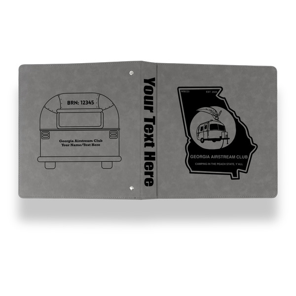 Georgia Airstream Club Leather Binder - 1" - Grey - Back Spine Front View