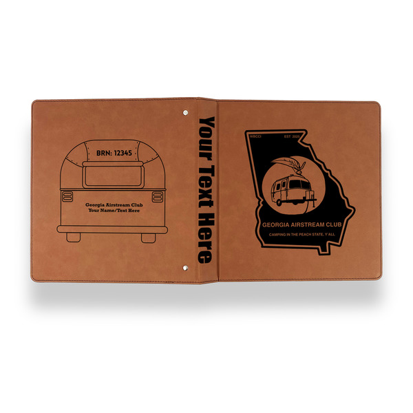 Georgia Airstream Club Leather Binder - 1" - Rawhide - Back Spine Front View