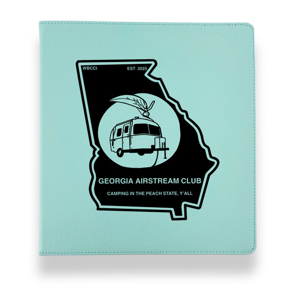 Georgia Airstream Club Leather Binders - 1" - Teal - Front View