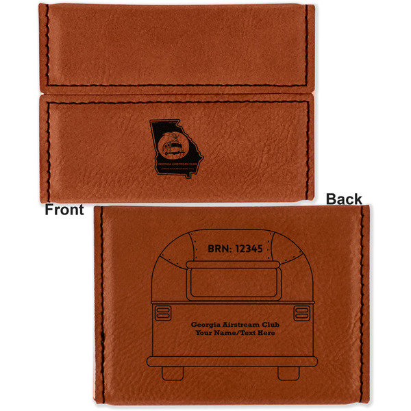 Georgia Airstream Club Leather Business Card Holder - Front Back