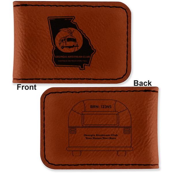 Georgia Airstream Club Leatherette Magnetic Money Clip - Front and Back