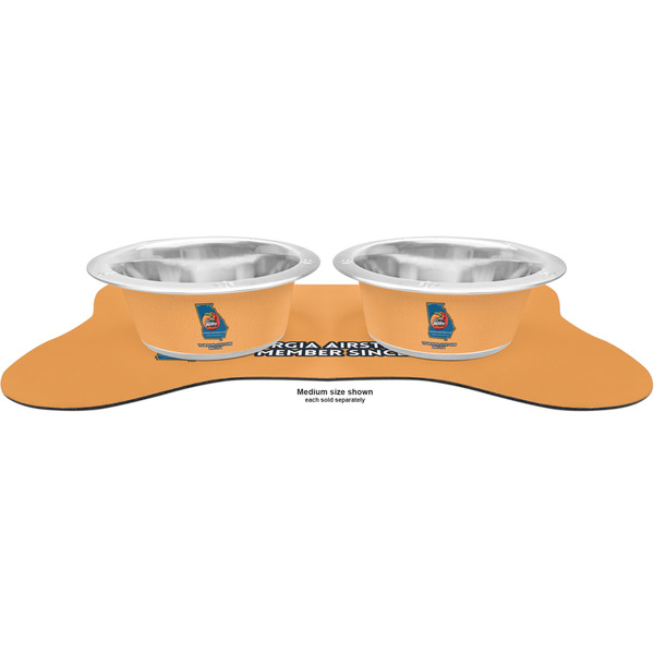 Georgia Airstream Club Metal Pet Bowls - On Dog Bone Shaped Mat