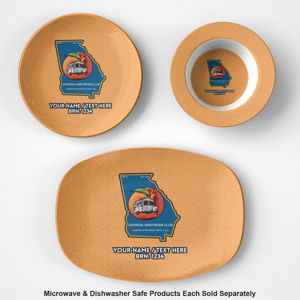 Georgia Airstream Club Microwave Safe Composite Polymer Plastic Dishware - Group
