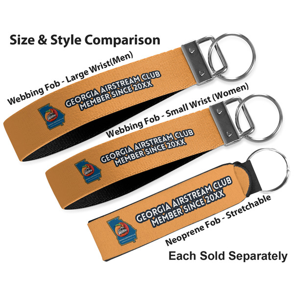 Georgia Airstream Club Multiple Key Ring comparison sizes
