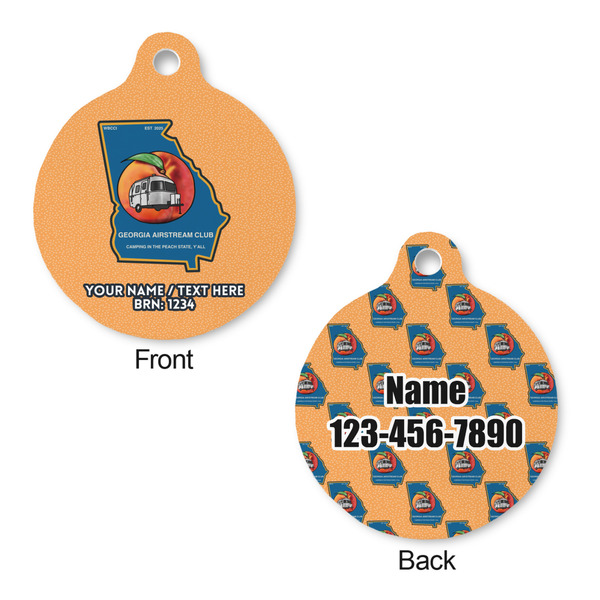 Georgia Airstream Club Round Pet ID Tag - Large - Front & Back View
