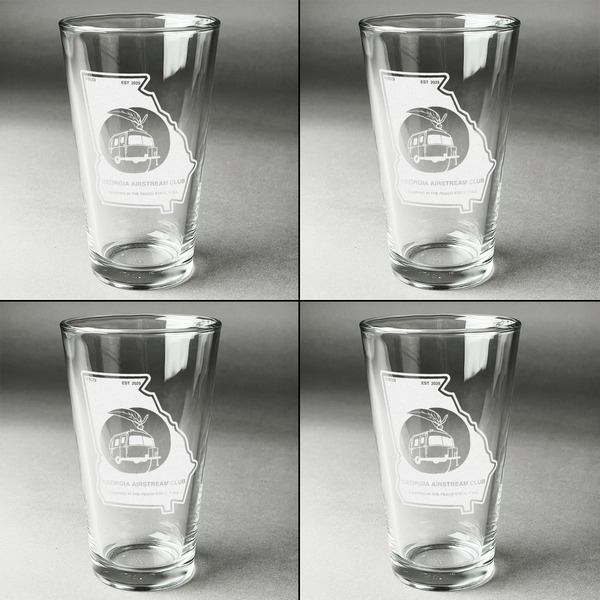 Georgia Airstream Club Set of Four Engraved Beer Glasses - Individual View