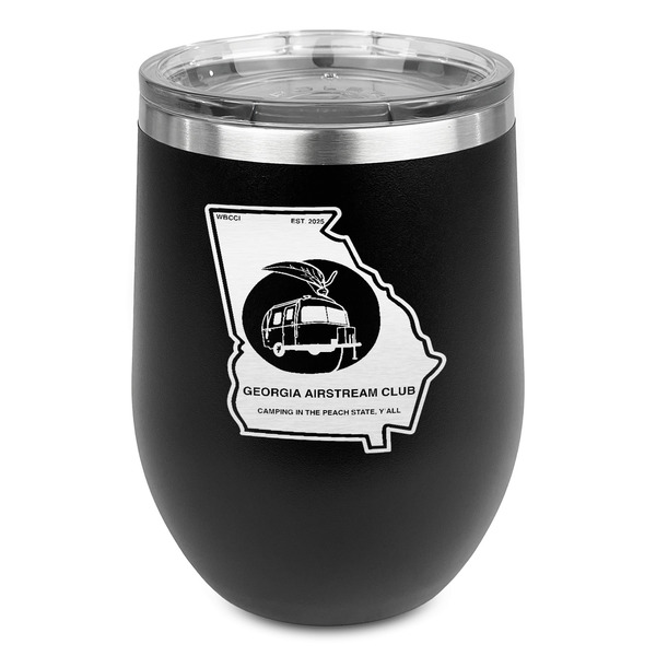 Custom Georgia Airstream Club Stemless Stainless Steel Wine Tumbler - Black - Double-Sided