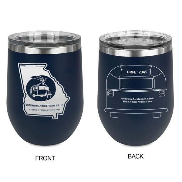 Georgia Airstream Club Stainless Wine Tumblers - Navy - Double Sided - Approval