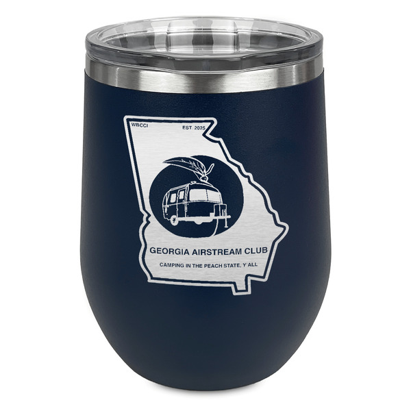 Custom Georgia Airstream Club Stemless Stainless Steel Wine Tumbler - Navy - Double-Sided