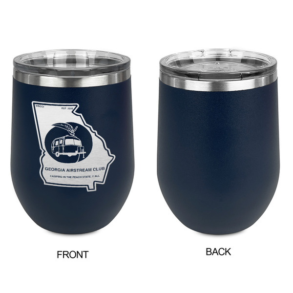 Georgia Airstream Club Stainless Wine Tumblers - Navy - Single Sided - Approval