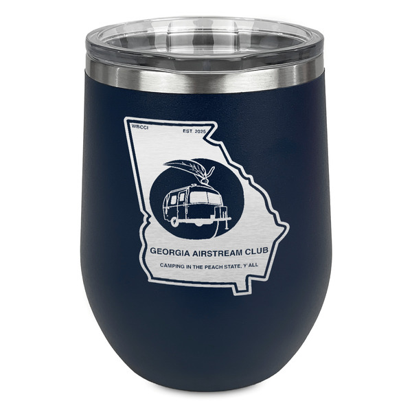 Georgia Airstream Club Stainless Wine Tumblers - Navy - Single Sided - Front