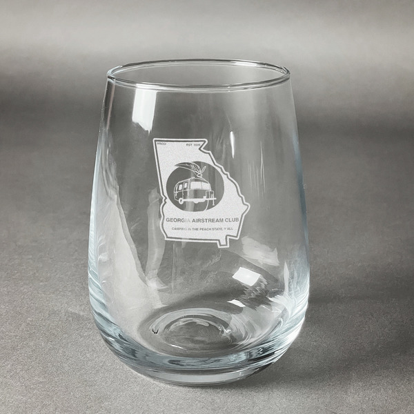 Custom Georgia Airstream Club Stemless Wine Glass - Laser Engraved