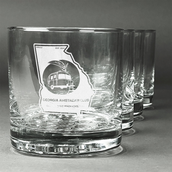 Custom Georgia Airstream Club Whiskey Glasses - Engraved - Set of 4