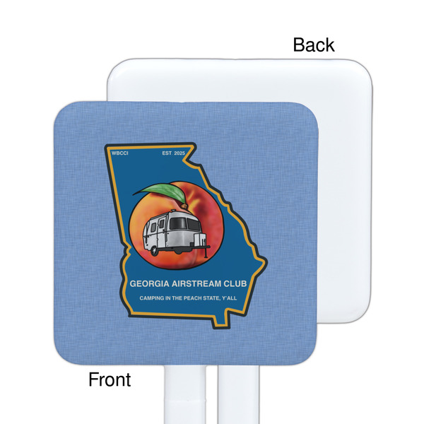 Georgia Airstream Club White Plastic Stir Stick - Single Sided - Square - Front & Back