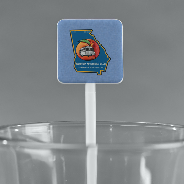 Georgia Airstream Club White Plastic Stir Stick - Square - Main