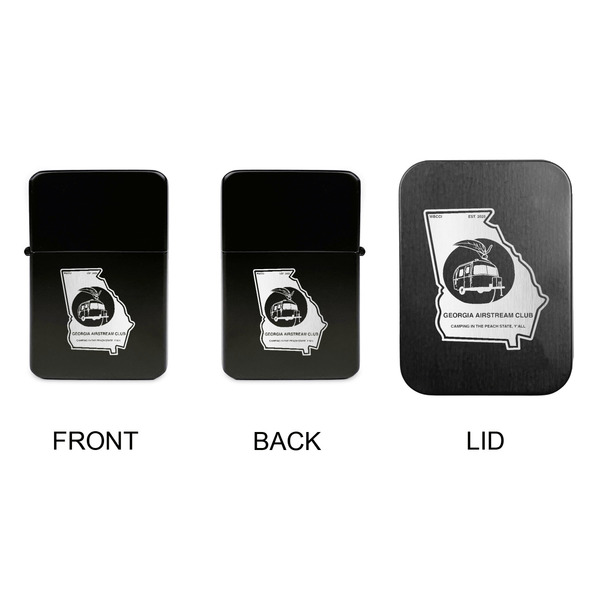 Georgia Airstream Club Windproof Lighters - Black, Double Sided, w Lid - APPROVAL