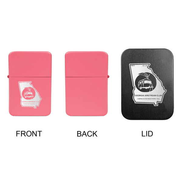 Georgia Airstream Club Windproof Lighters - Pink, Single Sided, w Lid - APPROVAL