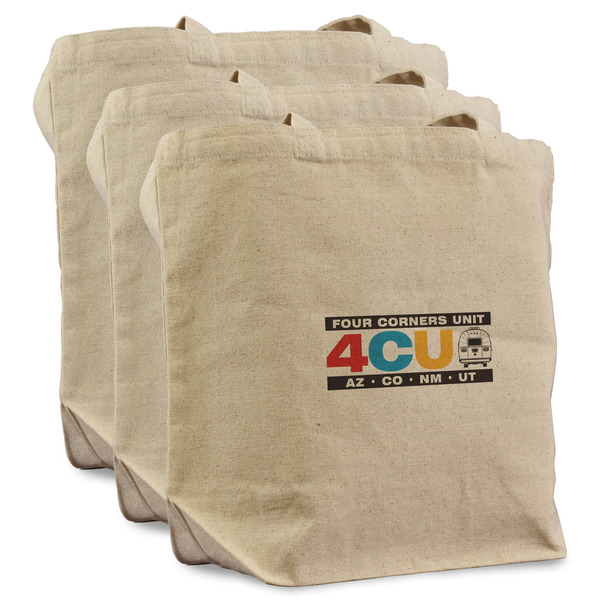 4 Corners Unit Airstream Club 3 Reusable Cotton Grocery Bags - Front View