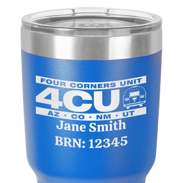 4 Corners Unit Airstream Club 30 oz Stainless Steel Ringneck Tumbler - Blue - Close Up