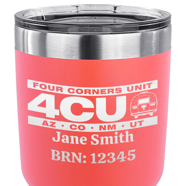 4 Corners Unit Airstream Club 30 oz Stainless Steel Ringneck Tumbler - Coral - CLOSE UP