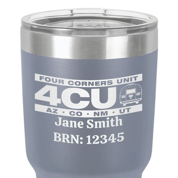 4 Corners Unit Airstream Club 30 oz Stainless Steel Ringneck Tumbler - Grey - Close Up