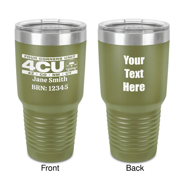 Custom 4 Corners Unit Airstream Club 30 oz Stainless Steel Tumbler - Olive - Double-Sided
