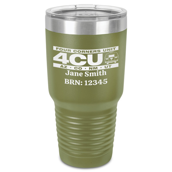 4 Corners Unit Airstream Club 30 oz Stainless Steel Ringneck Tumbler - Olive - Front