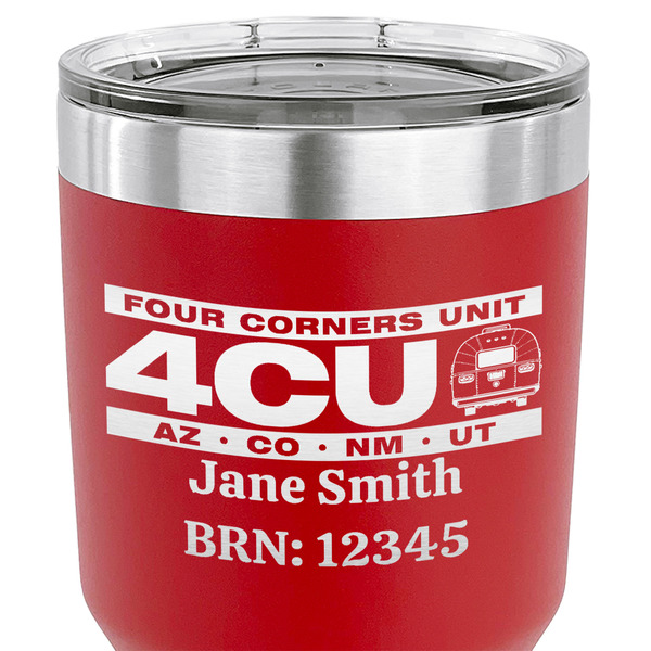 4 Corners Unit Airstream Club 30 oz Stainless Steel Ringneck Tumbler - Red - CLOSE UP