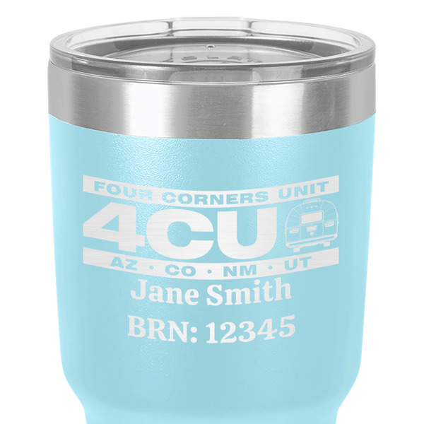 4 Corners Unit Airstream Club 30 oz Stainless Steel Ringneck Tumbler - Teal - Close Up