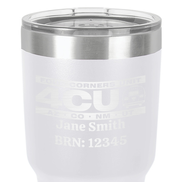 4 Corners Unit Airstream Club 30 oz Stainless Steel Ringneck Tumbler - White - Close Up