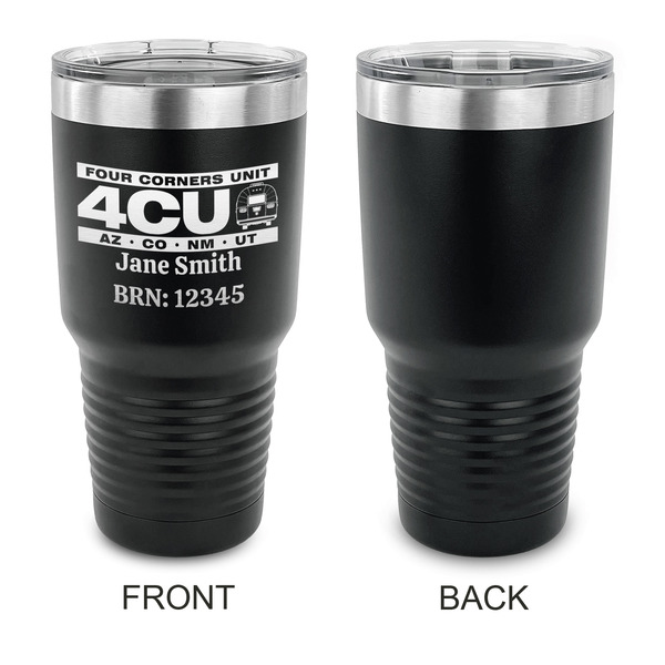 4 Corners Unit Airstream Club 30 oz Stainless Steel Ringneck Tumblers - Black - Single Sided - APPROVAL