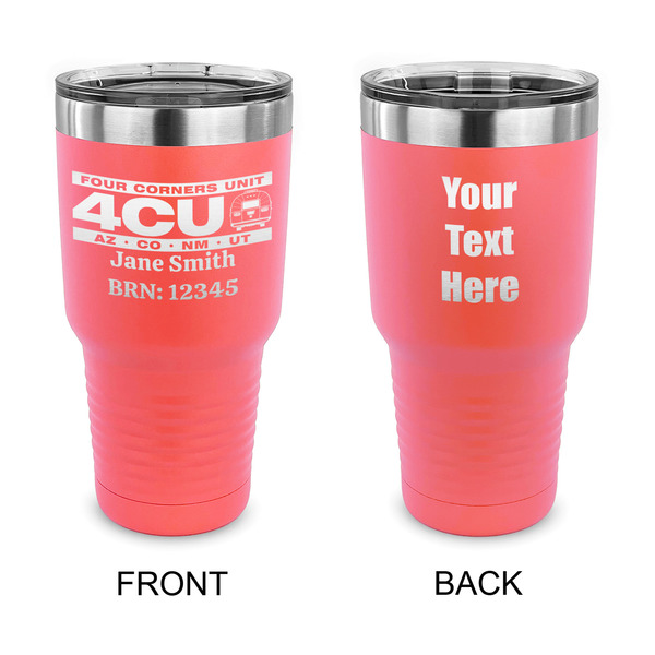 Custom 4 Corners Unit Airstream Club 30 oz Stainless Steel Tumbler - Coral - Double-Sided