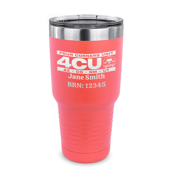 Custom 4 Corners Unit Airstream Club 30 oz Stainless Steel Tumbler - Coral - Single-Sided