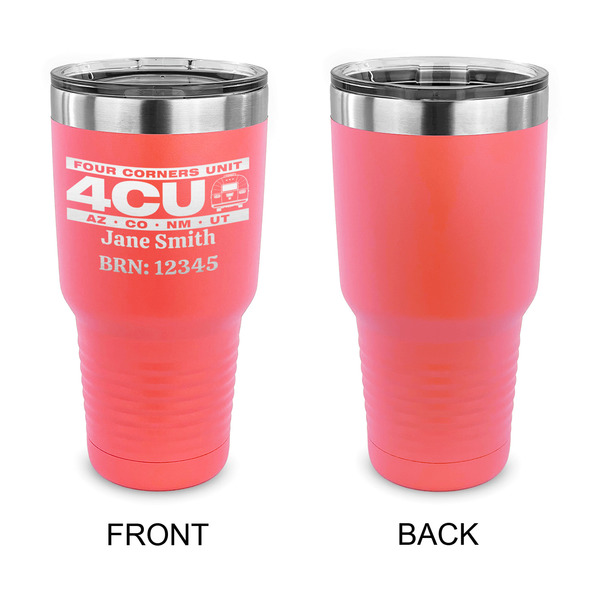 4 Corners Unit Airstream Club 30 oz Stainless Steel Ringneck Tumblers - Coral - Single Sided - APPROVAL