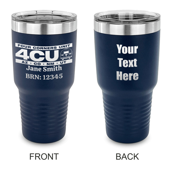 Custom 4 Corners Unit Airstream Club 30 oz Stainless Steel Tumbler - Navy - Double-Sided