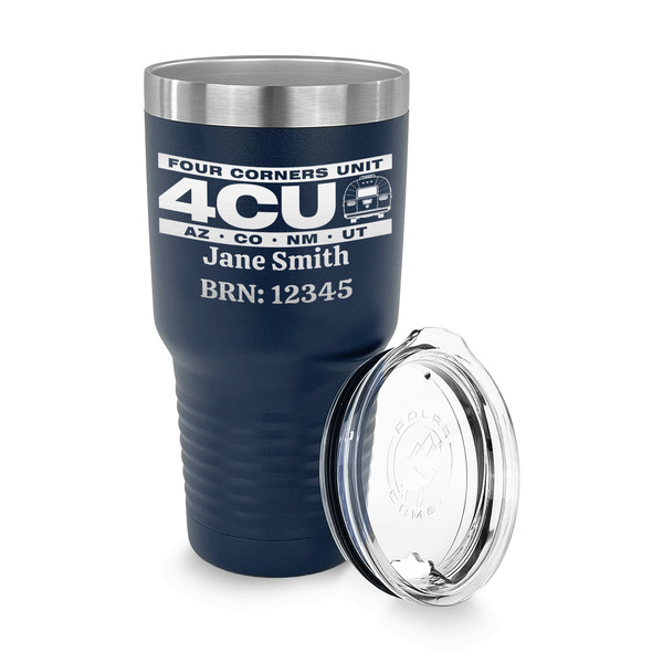 4 Corners Unit Airstream Club 30 oz Stainless Steel Ringneck Tumblers - Navy - LID OFF