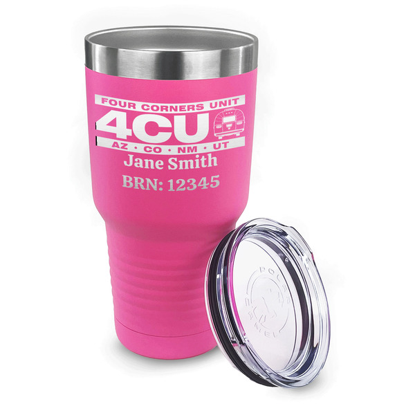 4 Corners Unit Airstream Club 30 oz Stainless Steel Ringneck Tumblers - Pink - LID OFF