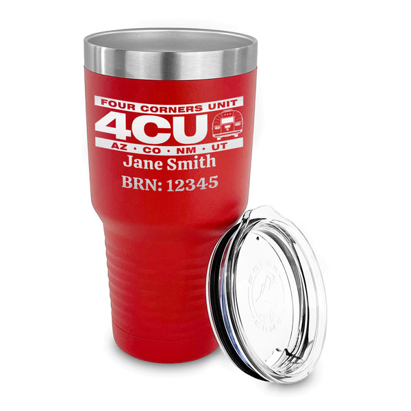 4 Corners Unit Airstream Club 30 oz Stainless Steel Ringneck Tumblers - Red - LID OFF
