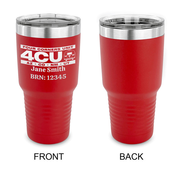 4 Corners Unit Airstream Club 30 oz Stainless Steel Ringneck Tumblers - Red - Single Sided - APPROVAL