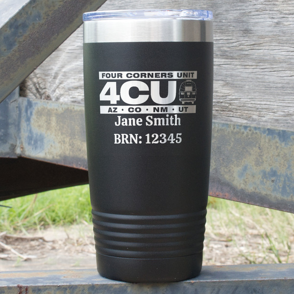 Custom 4 Corners Unit Airstream Club 20 oz Stainless Steel Tumbler - Black - Double-Sided